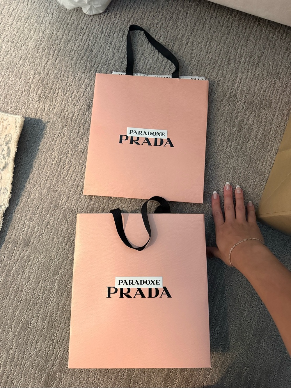 Prada Paradoxe Pink Tote Bags with Black Ribbon Handles